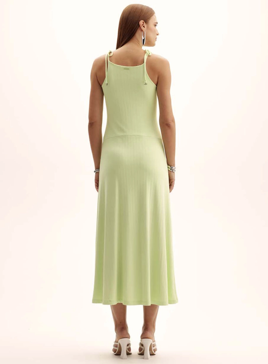 Vestido Comfort Midi Alça Com Amarração Verde 4