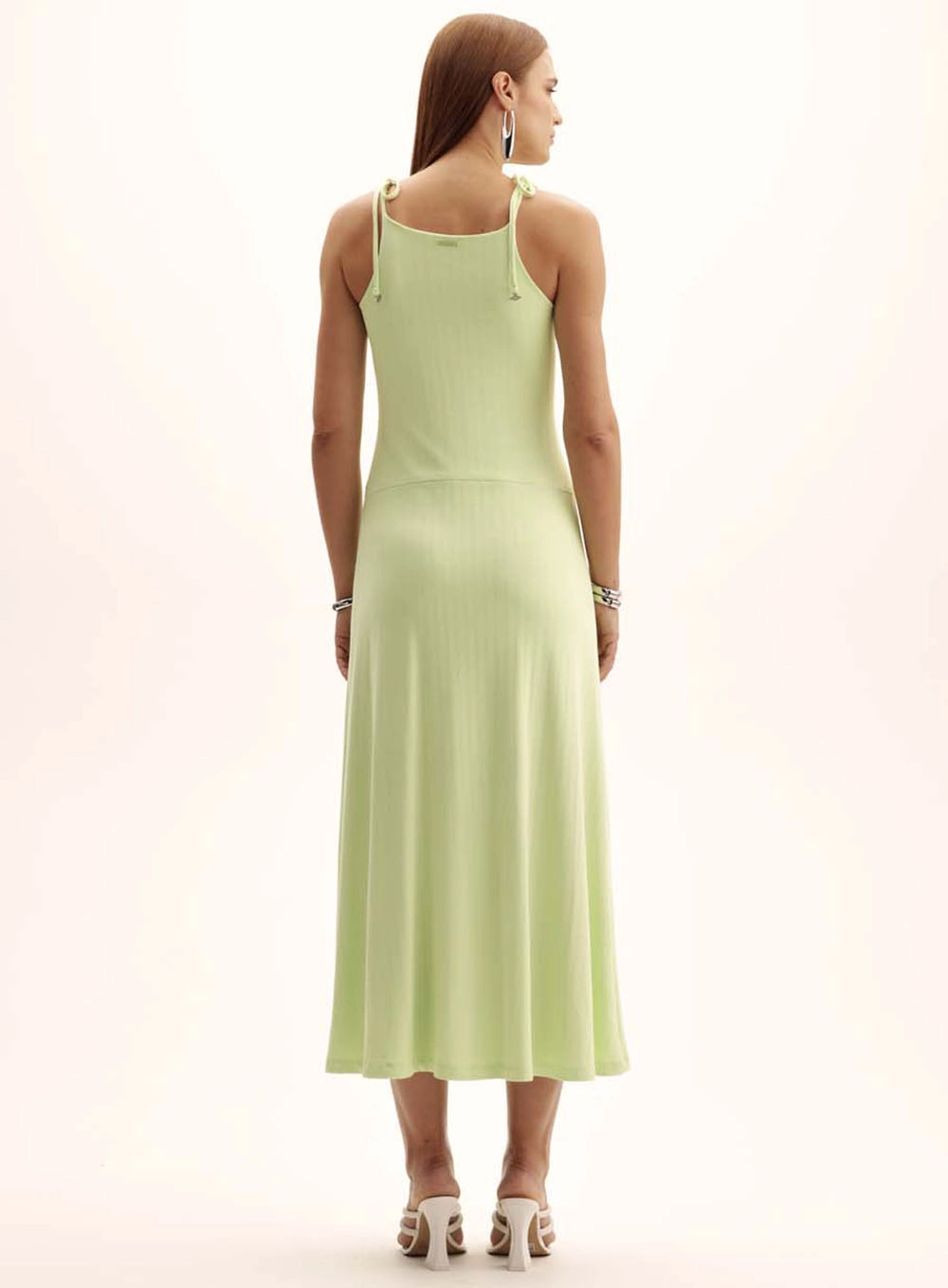 Vestido Comfort Midi Alça Com Amarração Verde 4