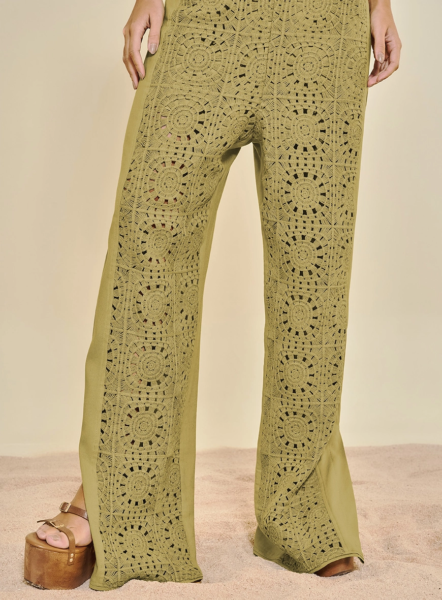 Calça Feminina Pantalona Linho Verde 2