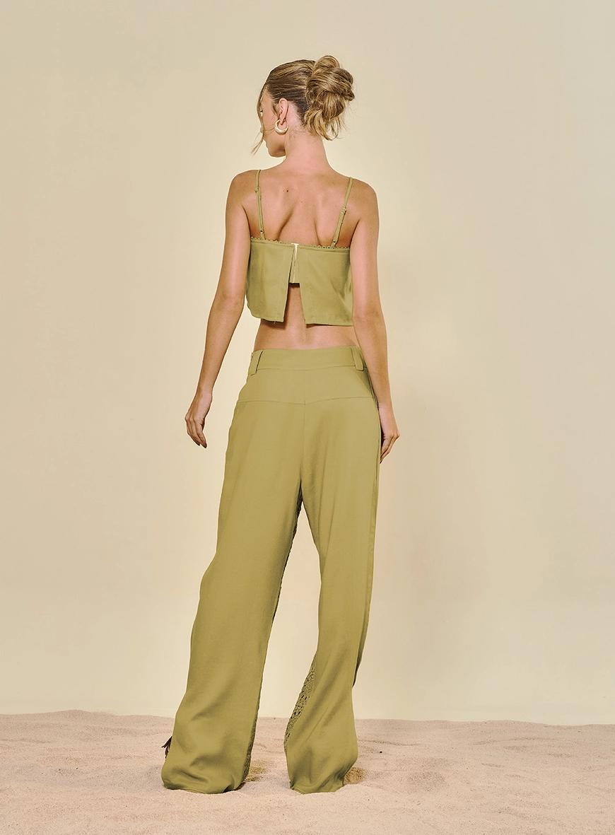 Calça Feminina Pantalona Linho Verde 3