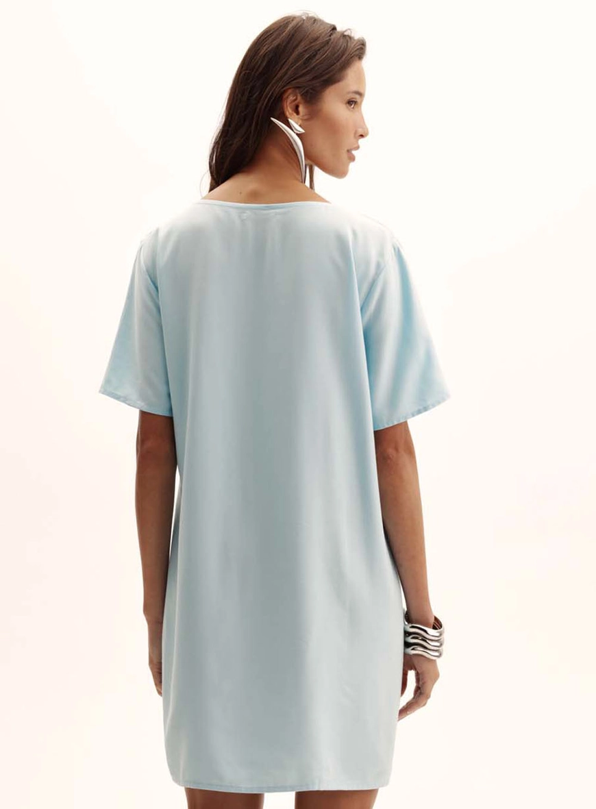 Vestido T- Shirt Dress Logo Com Aplicação Azul 4