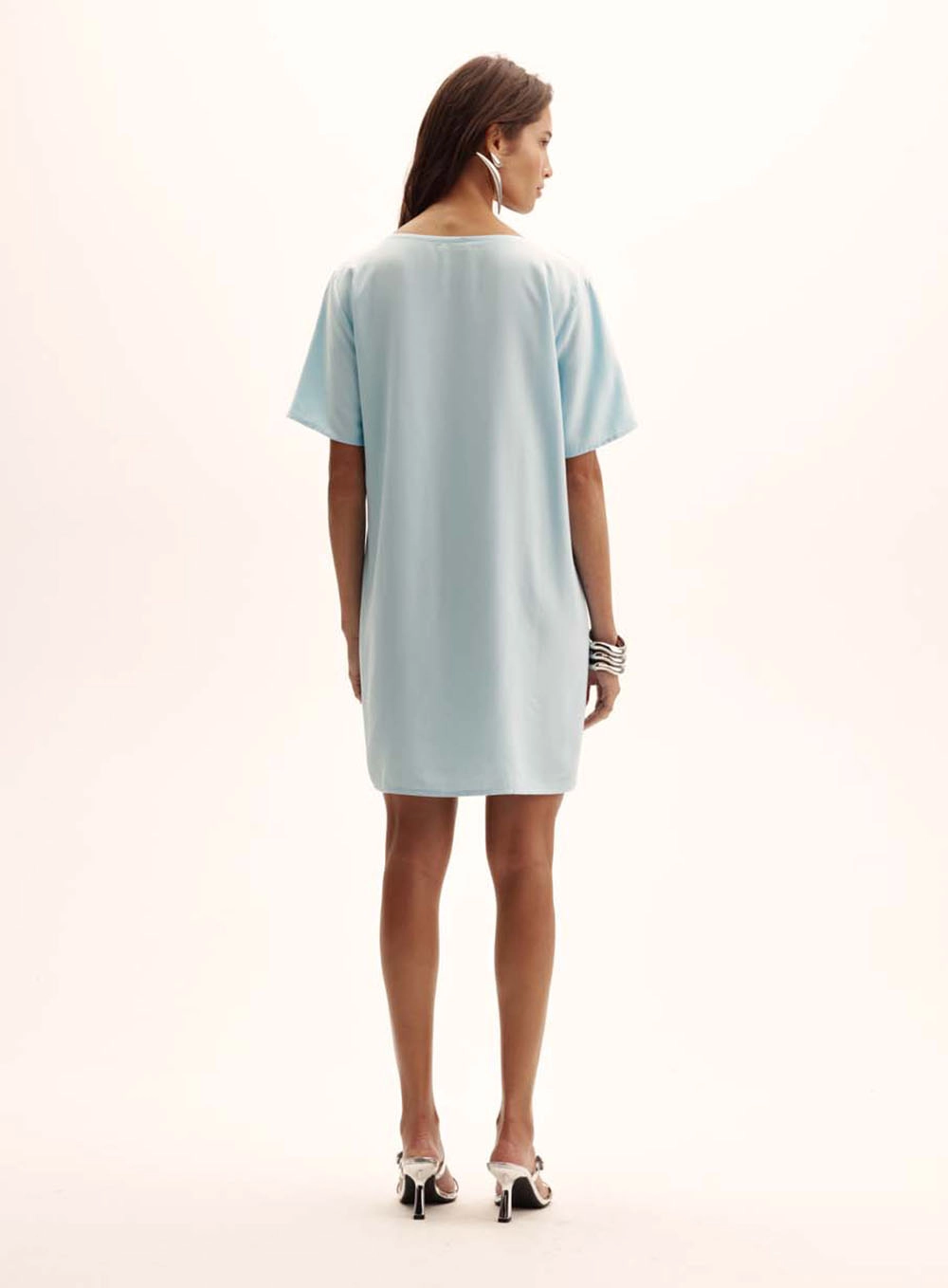 Vestido T- Shirt Dress Logo Com Aplicação Azul 5