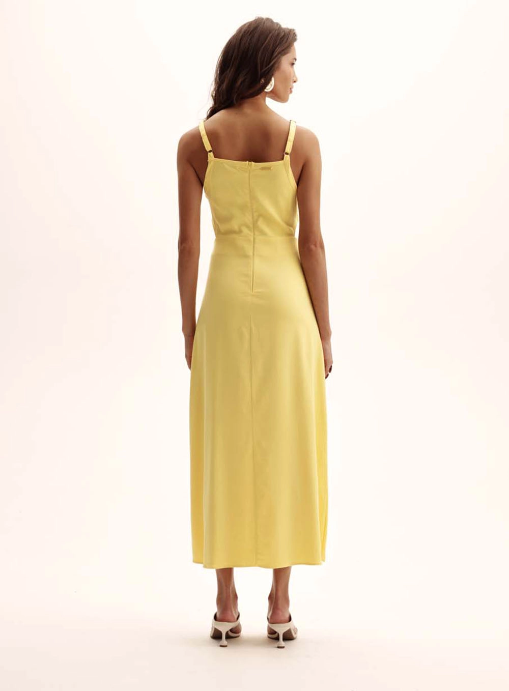 Vestido Comfort Midi Alça Com Regulagem Amarelo 3