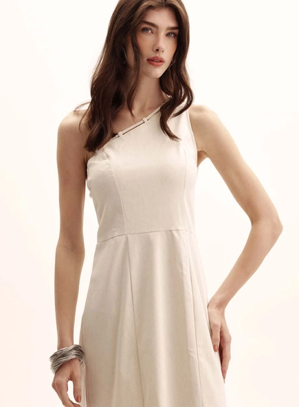 Vestido Comfort Ombro Só Com Fenda