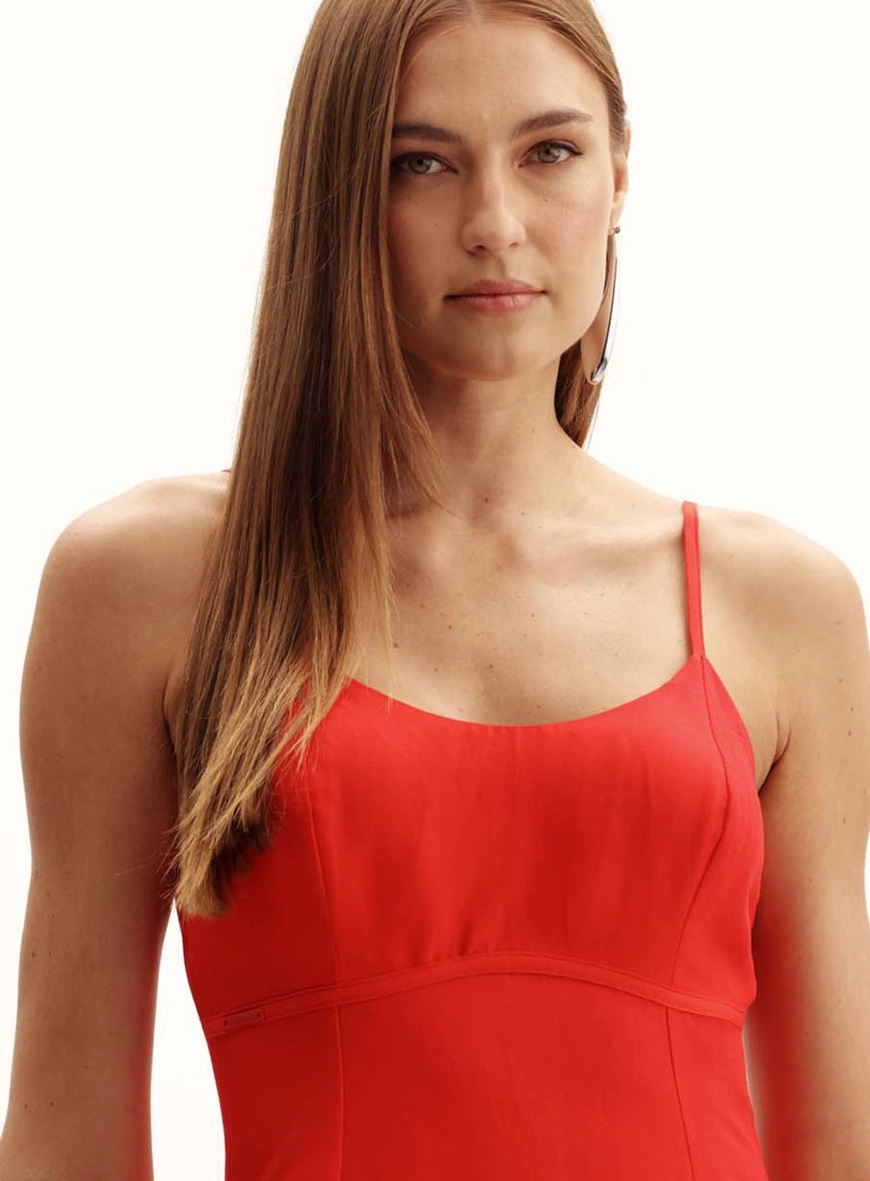 Vestido Comfort Linho Costas Abertas Vermelho 2