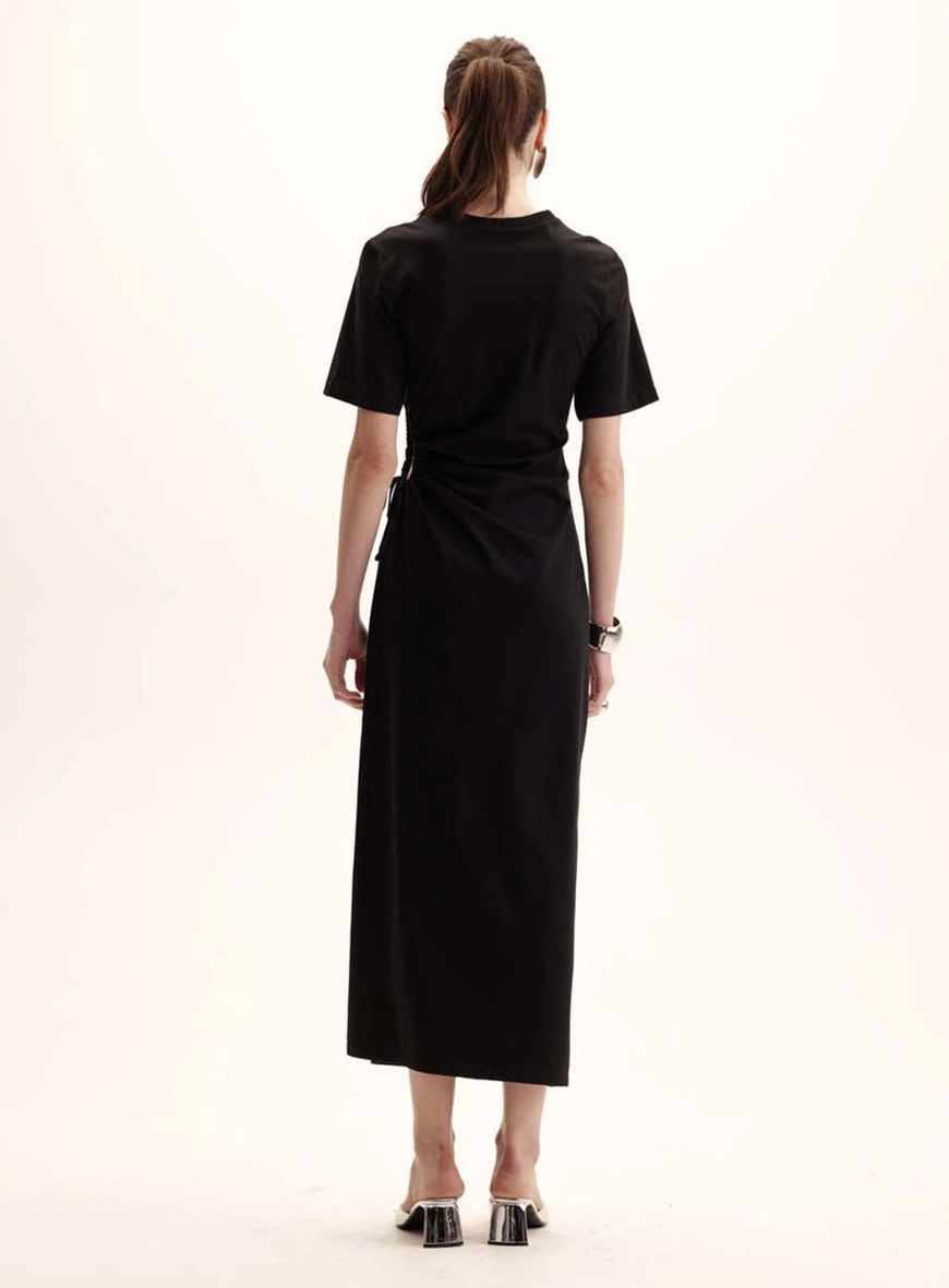 Vestido Comfort Midi Amarração Lateral Preto 3