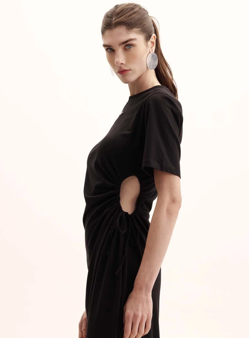 Vestido Comfort Midi Amarração Lateral Preto 4