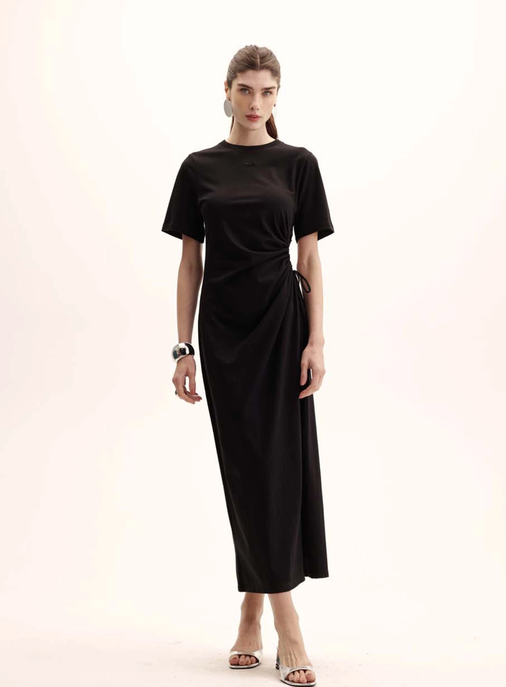Vestido Comfort Midi Amarração Lateral Preto 1