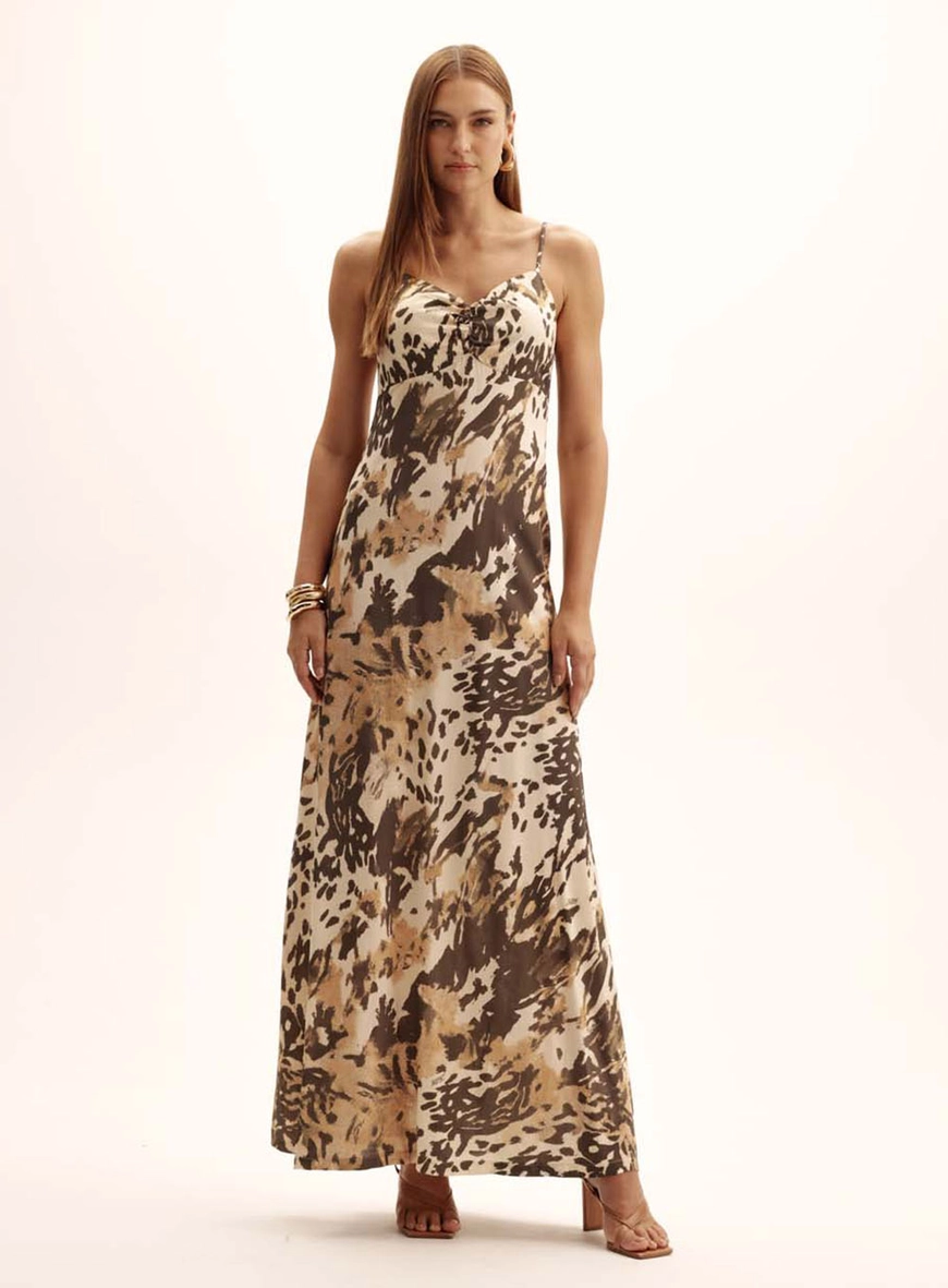 Vestido Comfort Organic Leopard Com Amarração Estampados 1