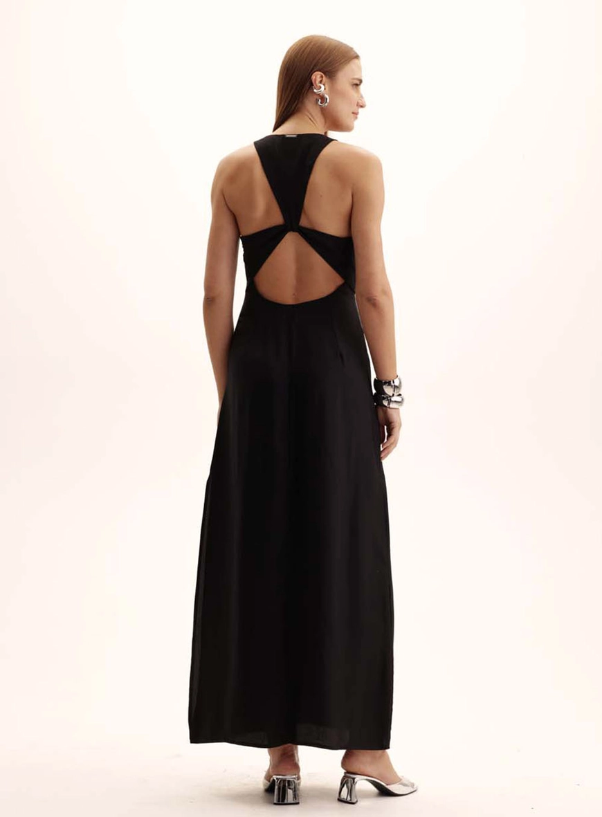 Vestido Longo Costas Com Recorte Preto 2