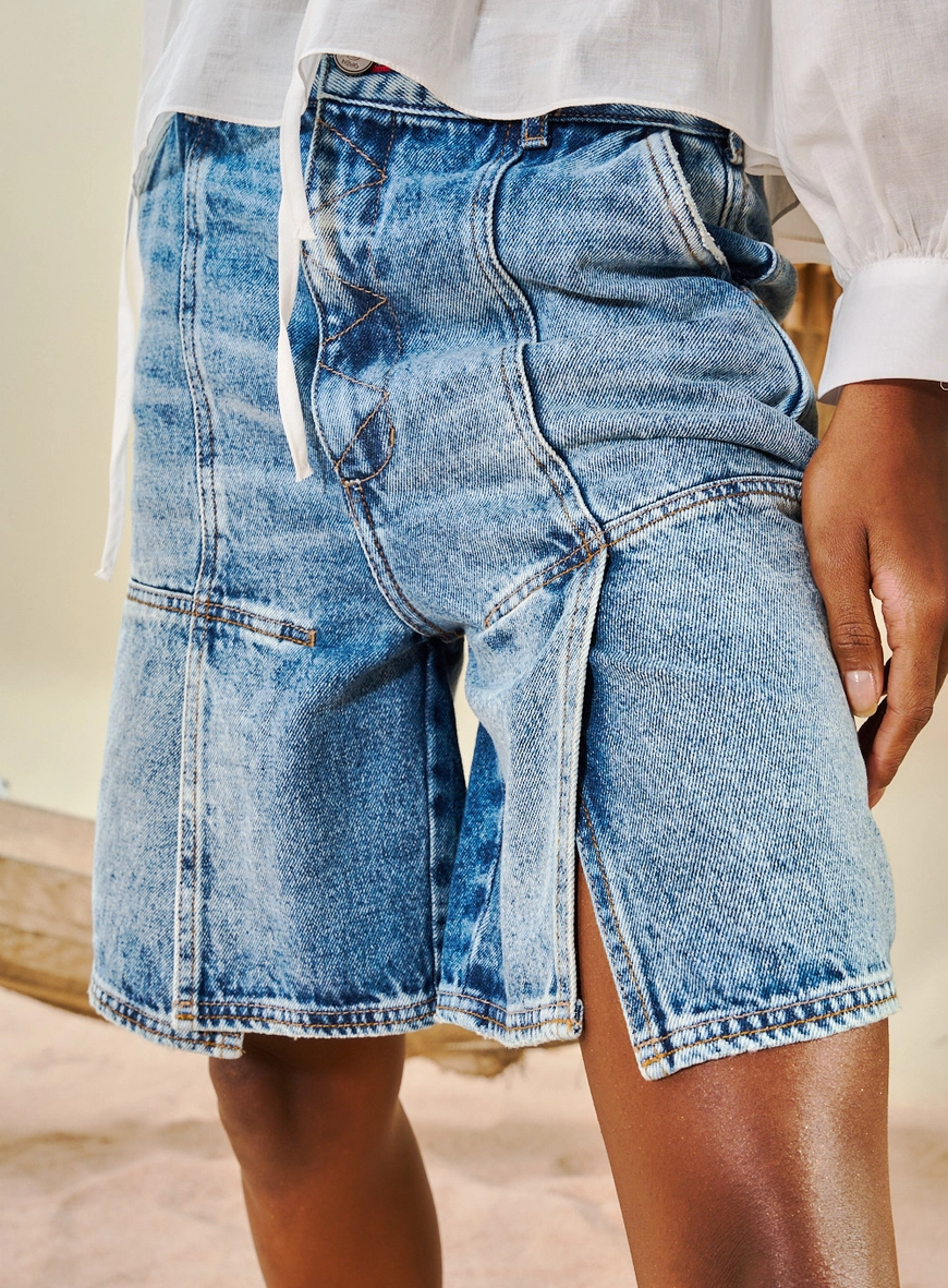 Bermuda Jeans Feminina Low Jorts Índigo 2