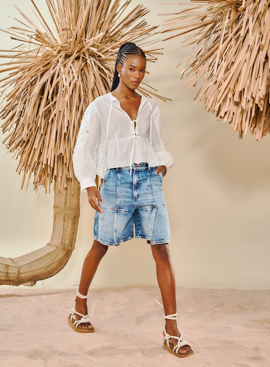 Bermuda Jeans Feminina Low Jorts Índigo 4