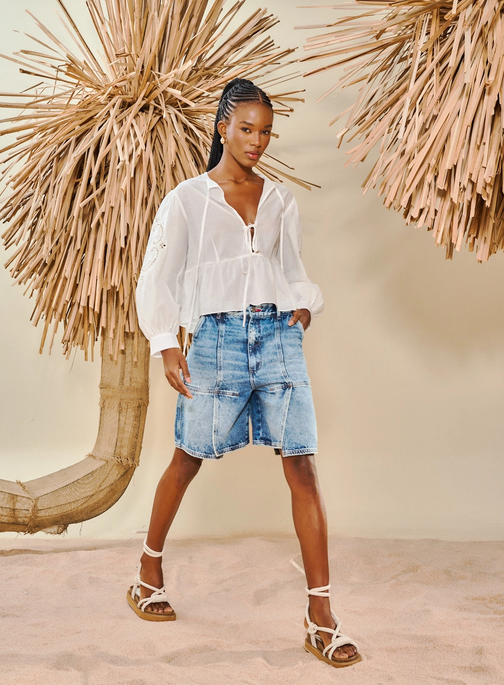 Bermuda Jeans Feminina Low Jorts Índigo 4