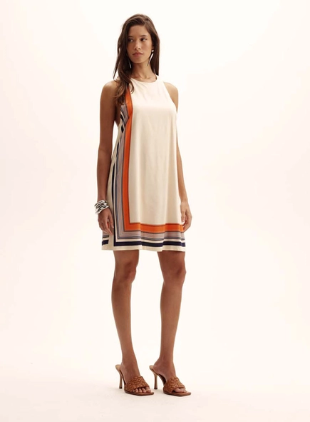 Vestido Comfort Scarf Stripe Sem Mangas