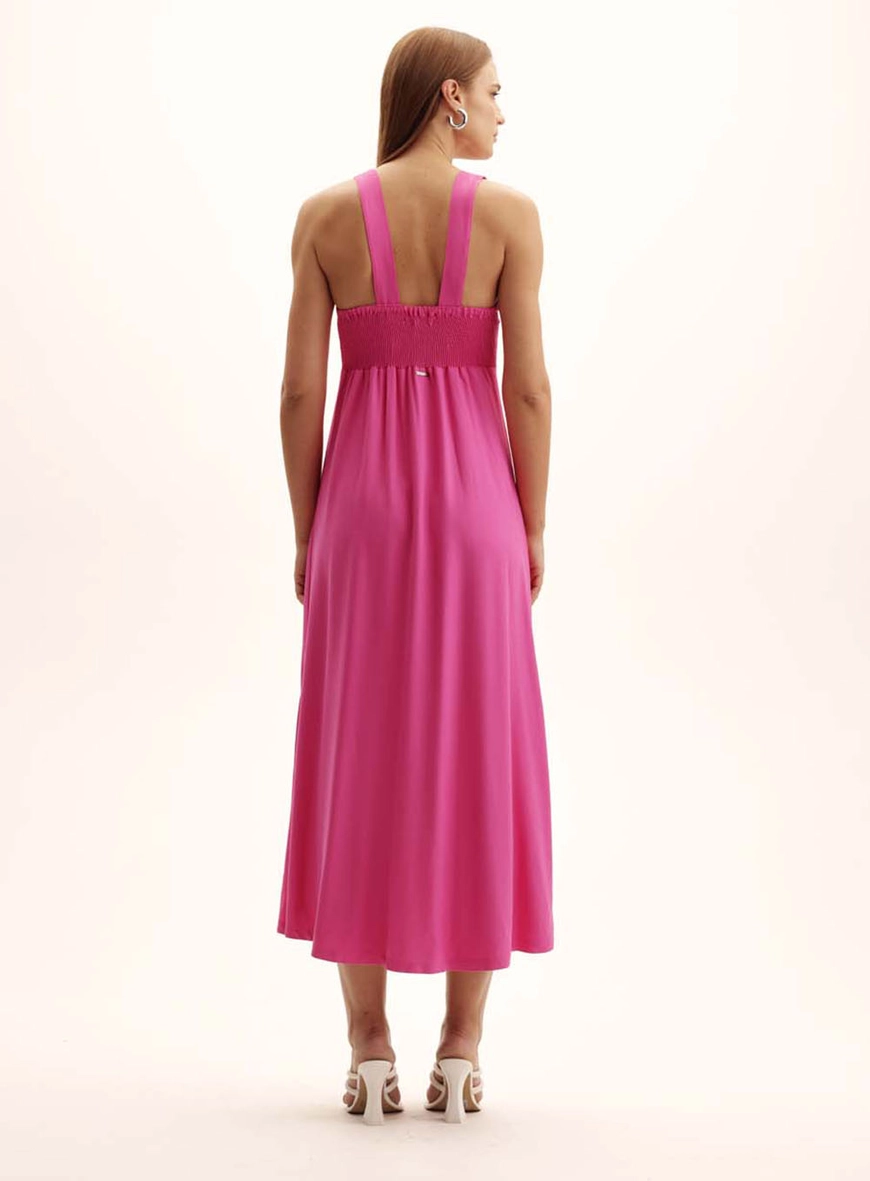 Vestido Comfort Decote V Alça Larga Rosa 3