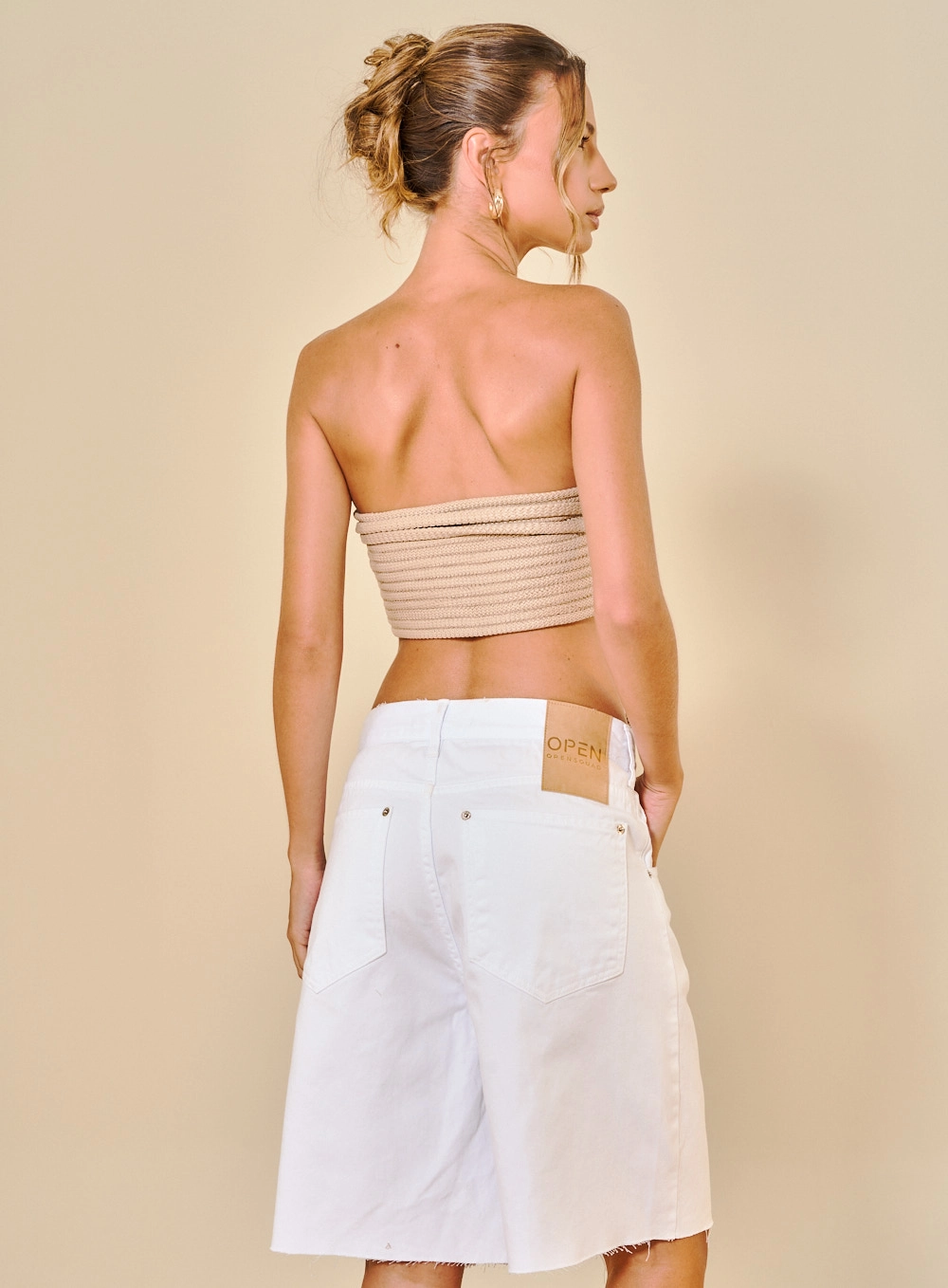 Bermuda Feminina Em Sarja Jorts Branco 4