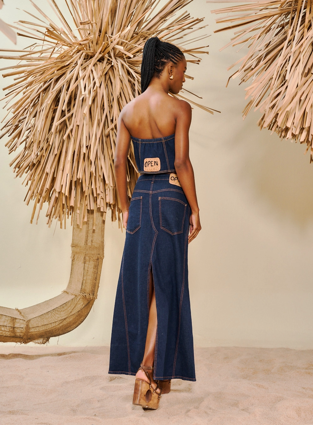 Saia Jeans Longa Com Fenda Frontal Índigo 3