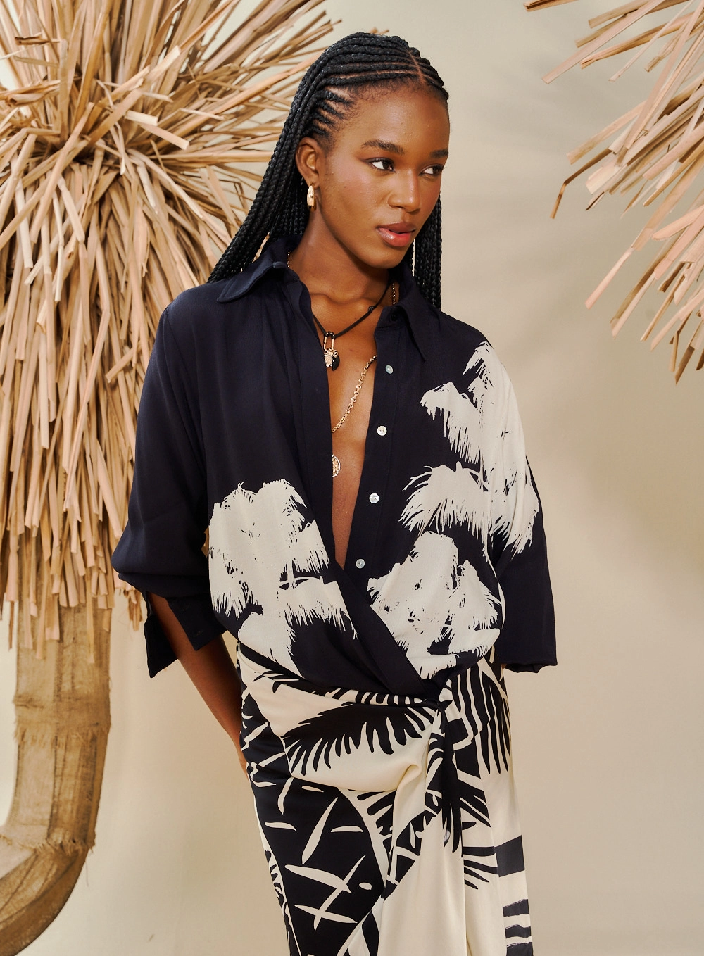 Camisa Feminina Oversized Em Linho Bordada Camisa Feminina