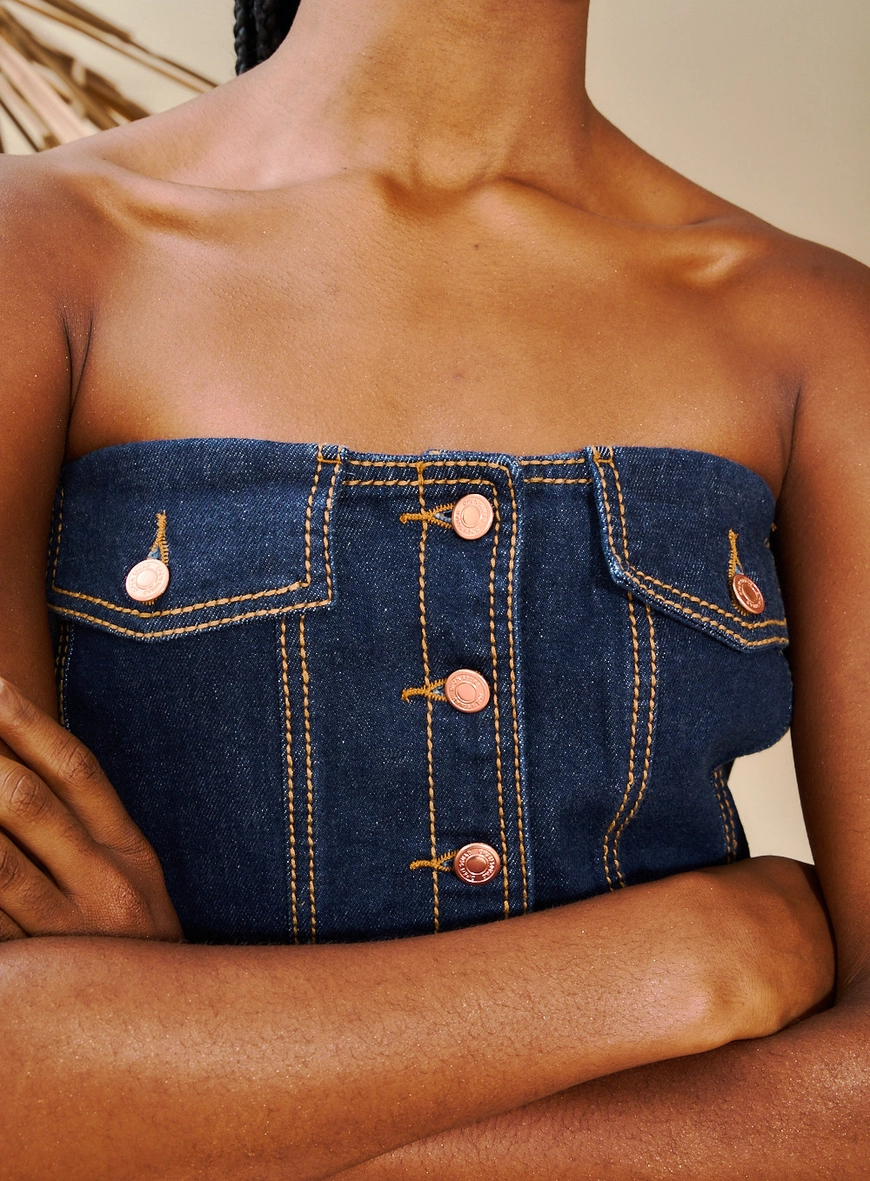 Top Jeans Sem Alças Índigo 2