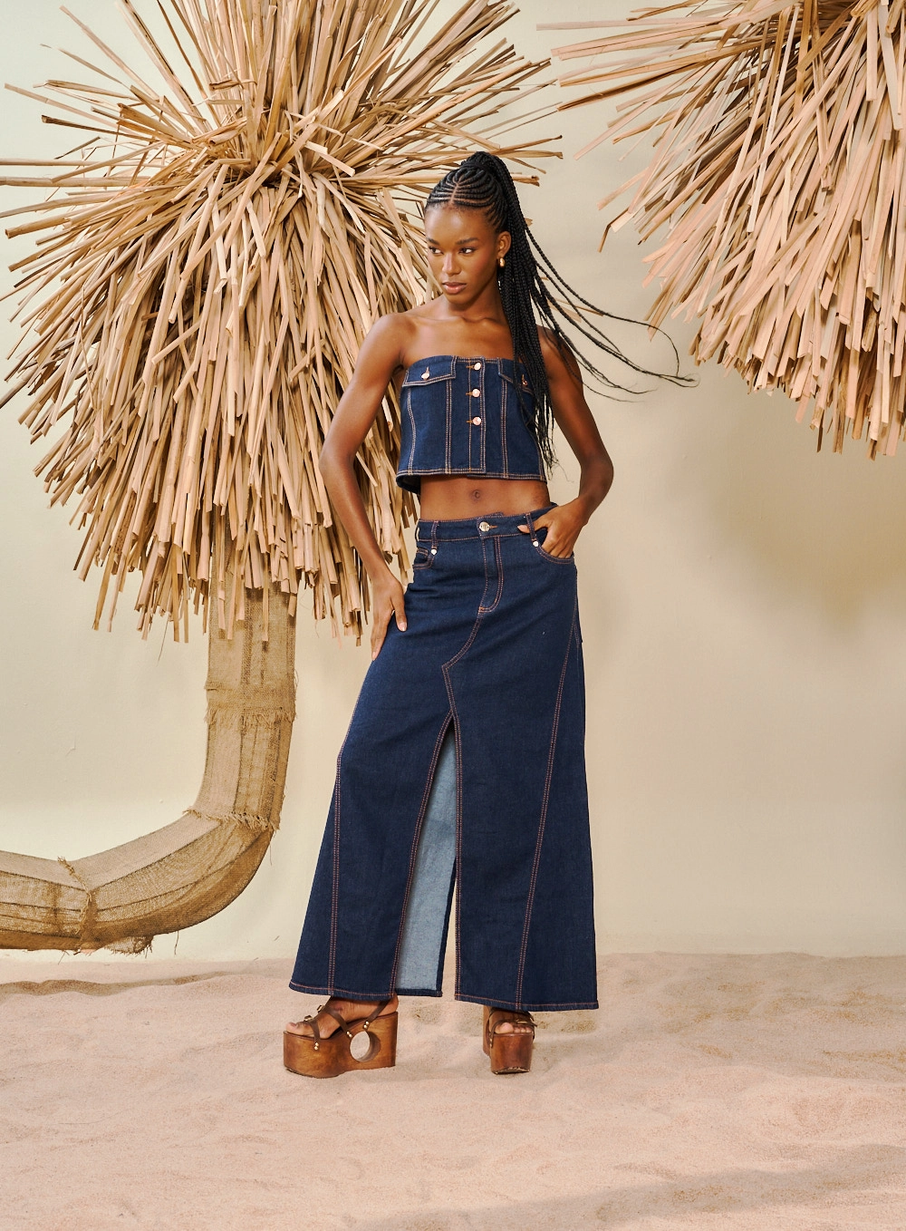 ANDWANG Shoulder-Line Denim Tops Sサイズ Shoulder-Line Denim Tops