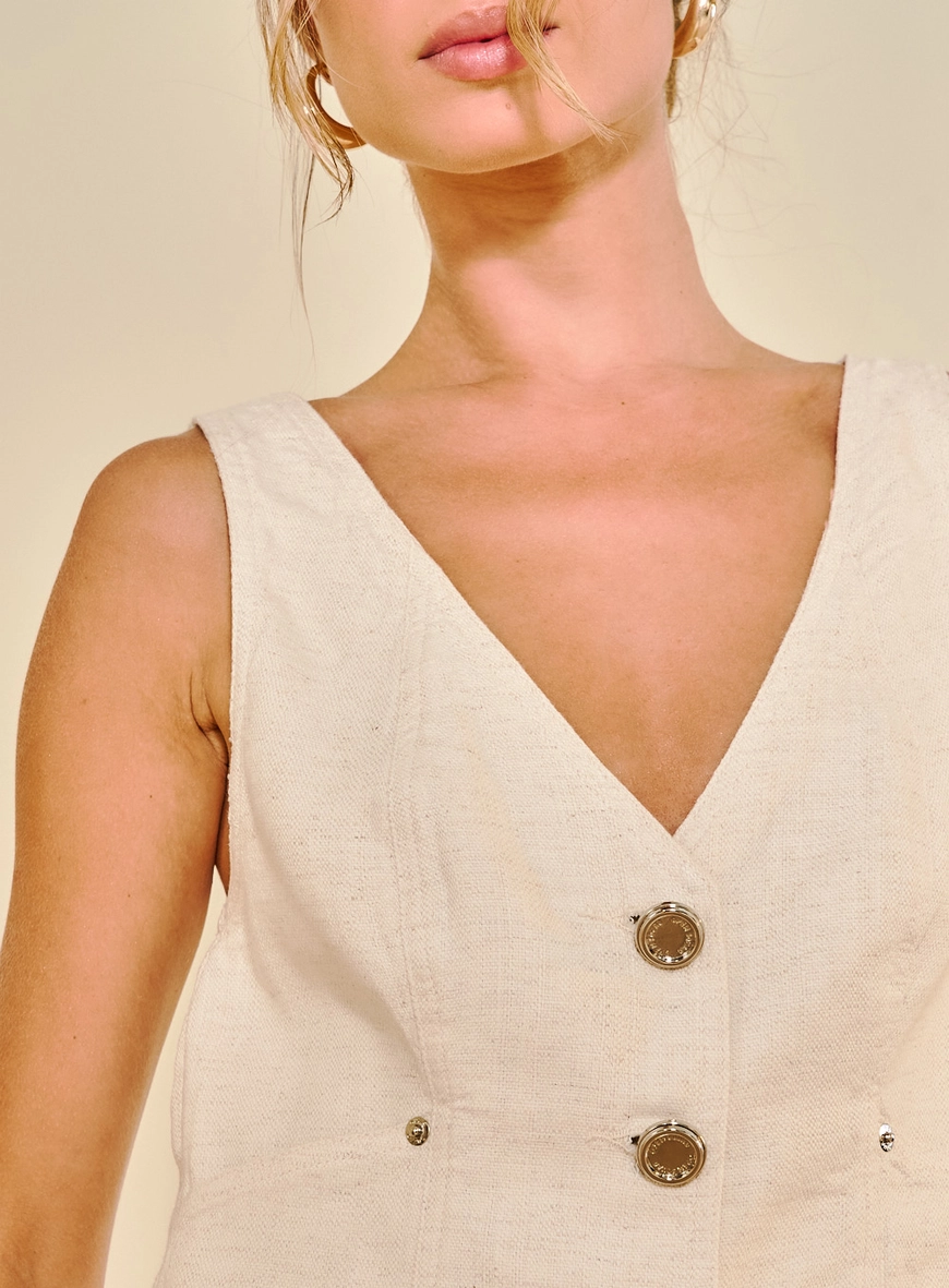 Colete Feminino Em Linho Off Shell 2