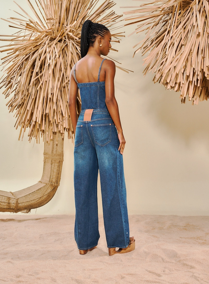 Macacão Jeans Com Cinto Índigo 3