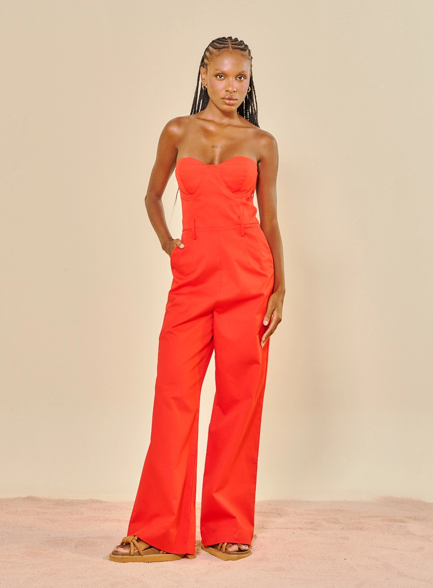 Macacão Pantalona Sem Alças Vermelho 1