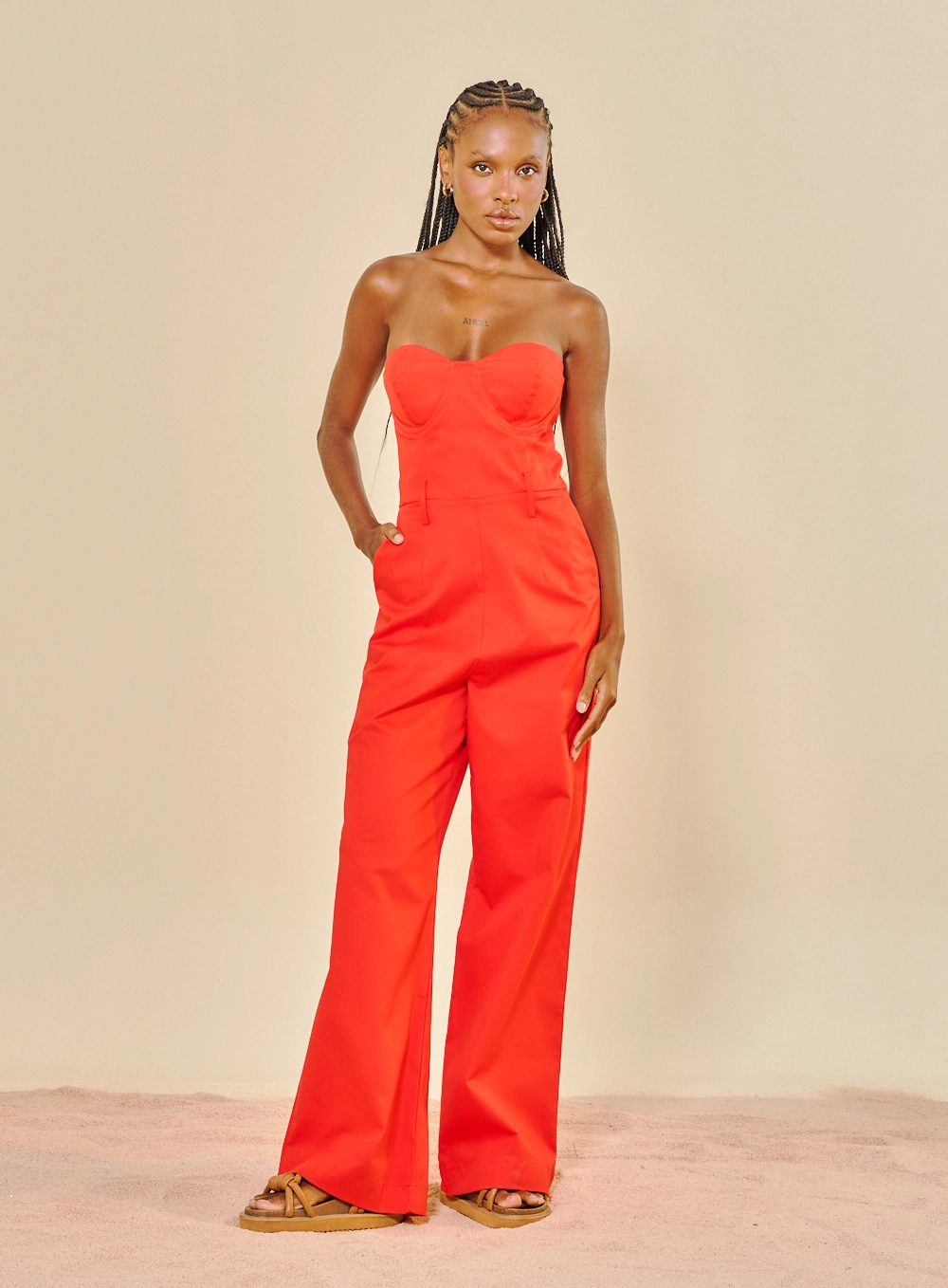 Macacão Pantalona Sem Alças Vermelho 1