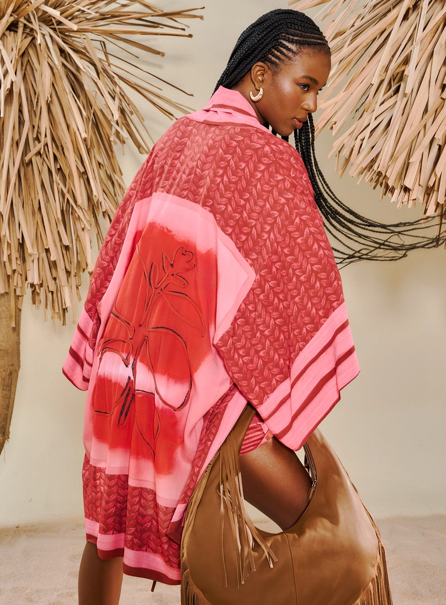 Kimono Feminino Estampado Com Bordado Estampados 3