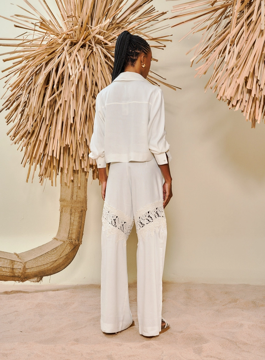 Conjunto Camisa E Calça Linho Com Bordado Off Shell 2