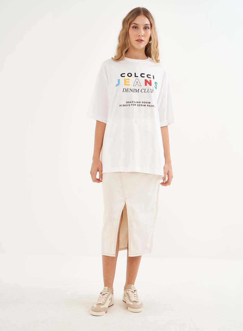 Saia Sarja Feminina Midi Cancun Off Shell