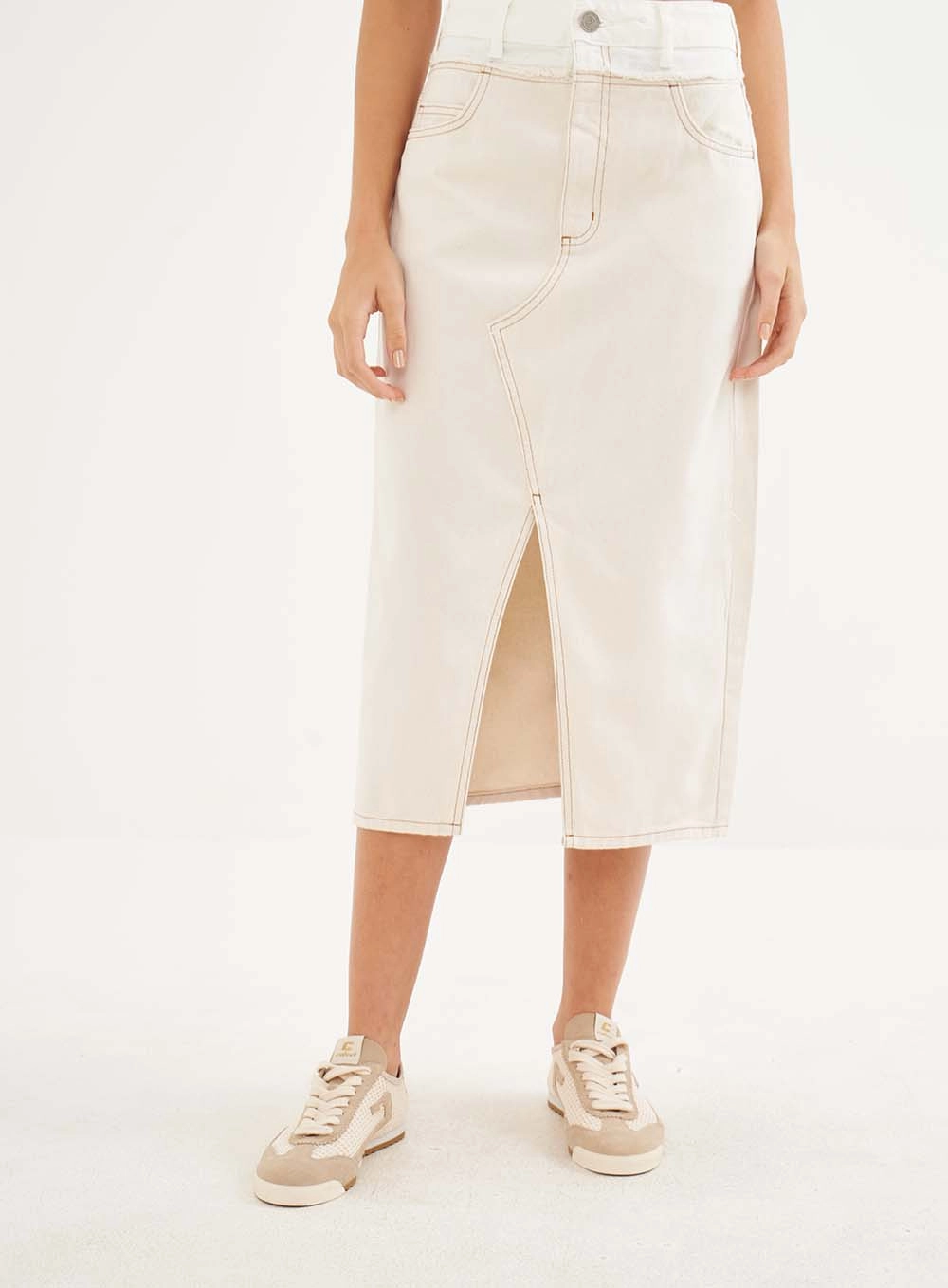 Saia Sarja Feminina Midi Cancun Off Shell