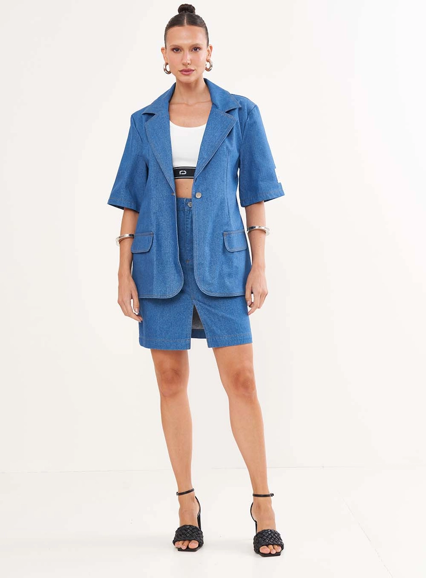 Saia Jeans Com Fenda Frontal Dubai