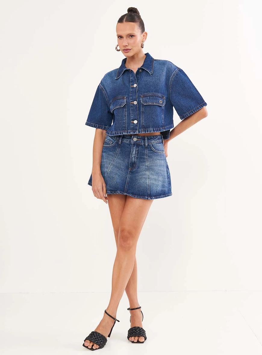 Saia Jeans Curta Cancun