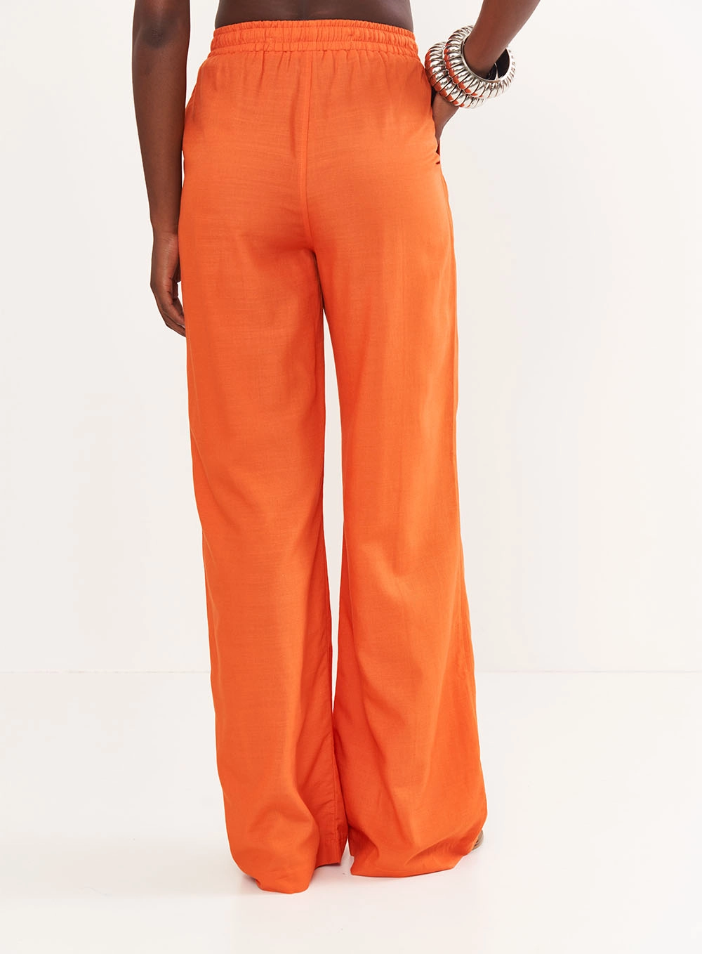 Calça Feminina Jogging Cós Com Elástico Laranja