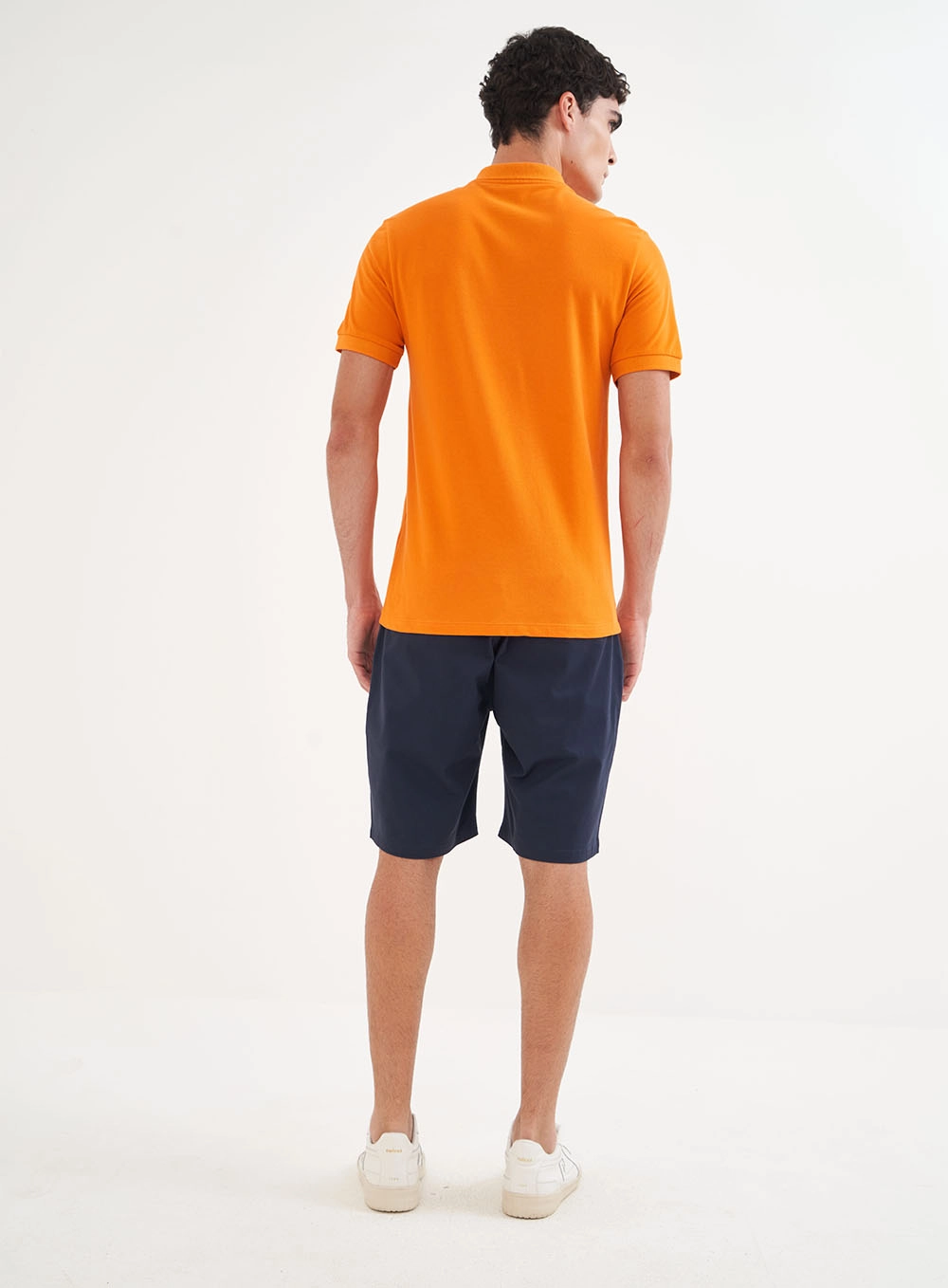 Polo Masculina Basic Manga Curta Laranja