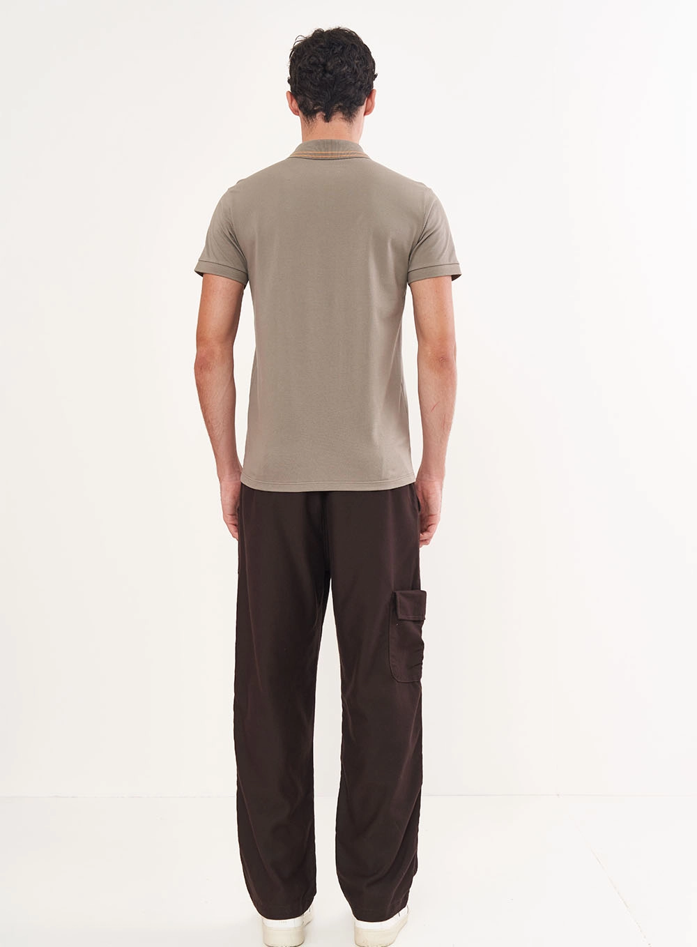 Polo Masculina Manga Curta Basic Marrom