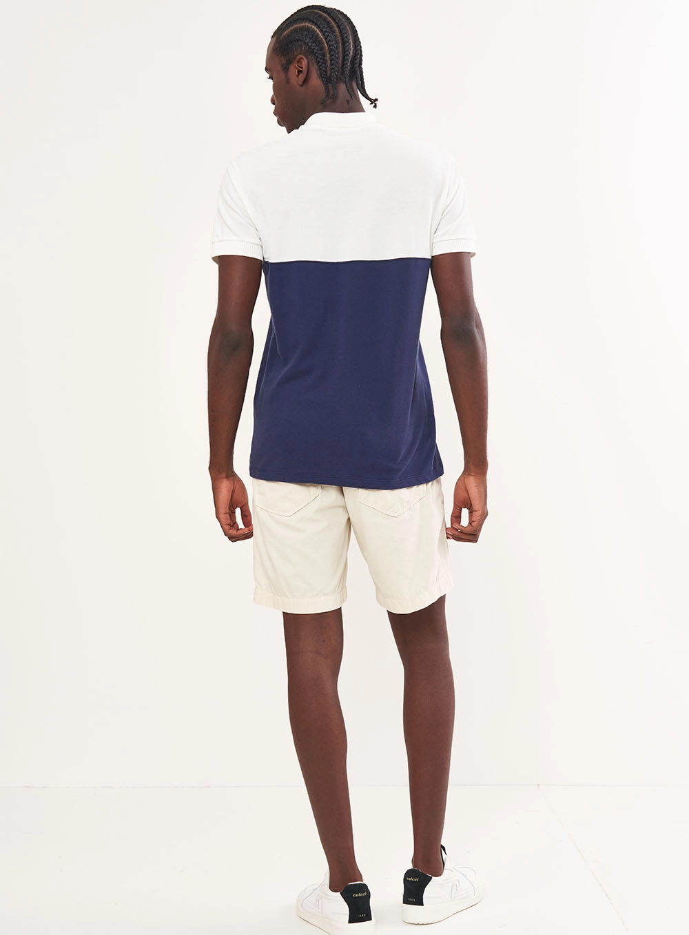 Polo Masculina Duo Color Off White