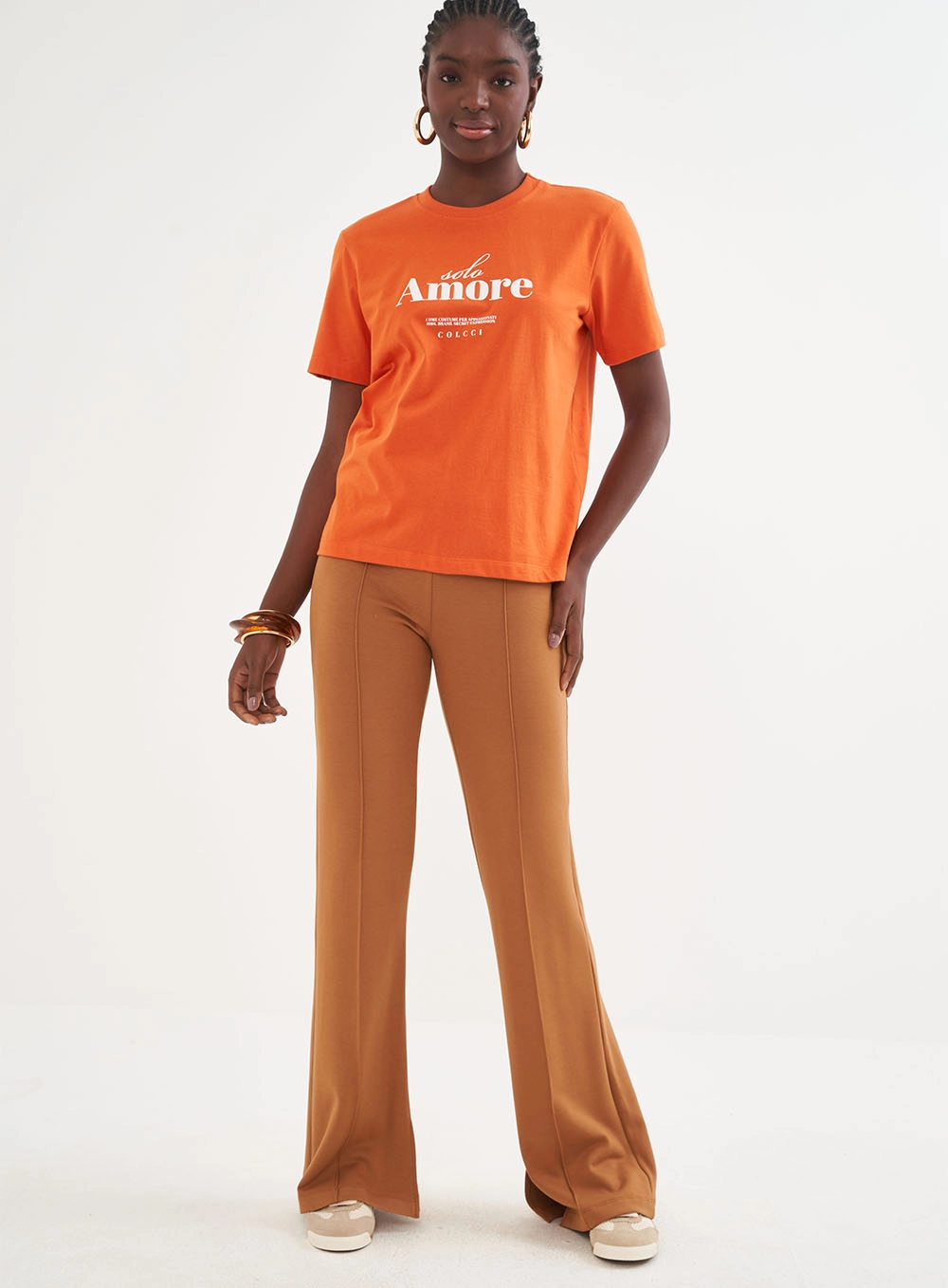 Camiseta Feminina Manga Curta Com Estampa - Boy Laranja