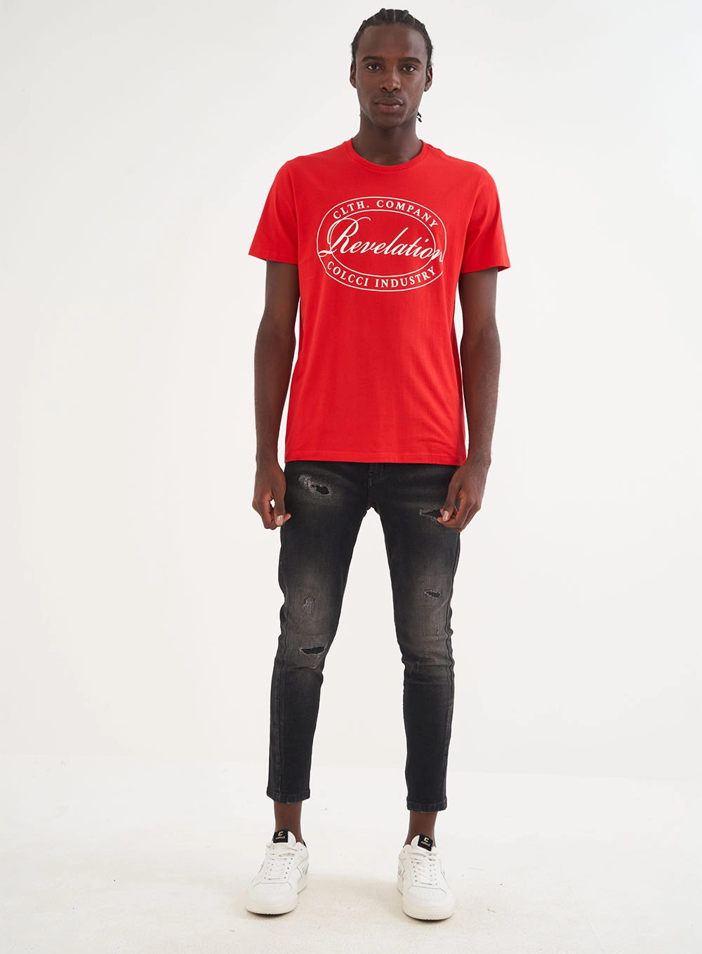 Camiseta Masculina Manga Curta Com Estampa Frontal Vermelho