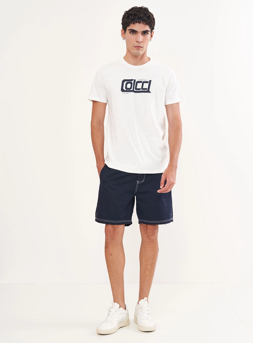 Camiseta Masculina Manga Curta E Logo Frontal