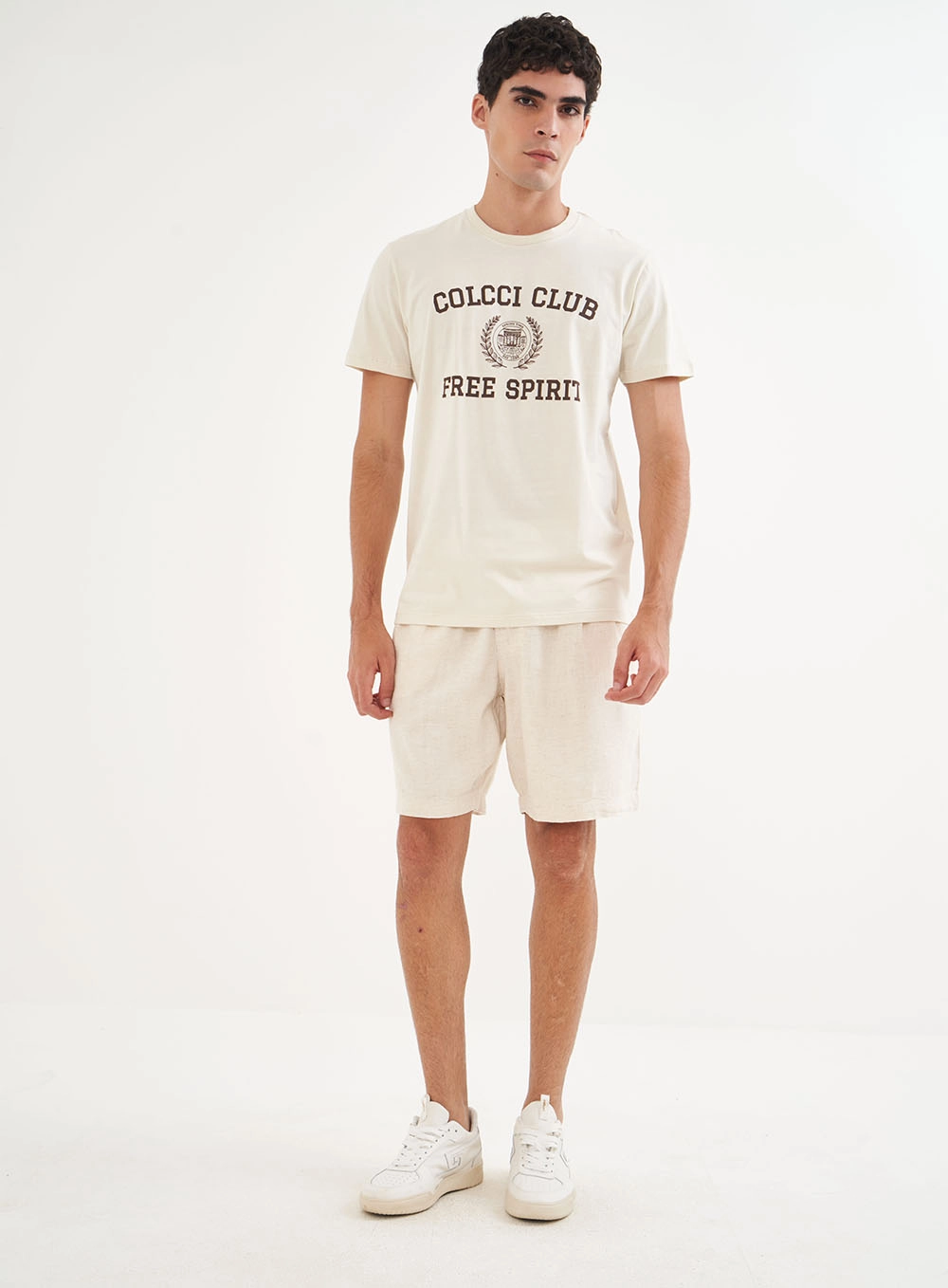 Camiseta Com Estampa Frontal Bege Italian