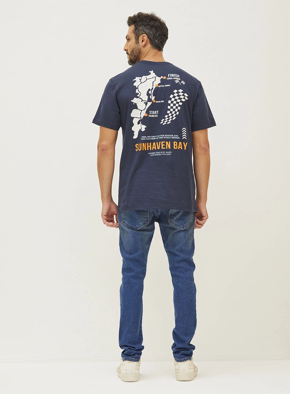 Camiseta Masculina Com Estampa Frontal Azul