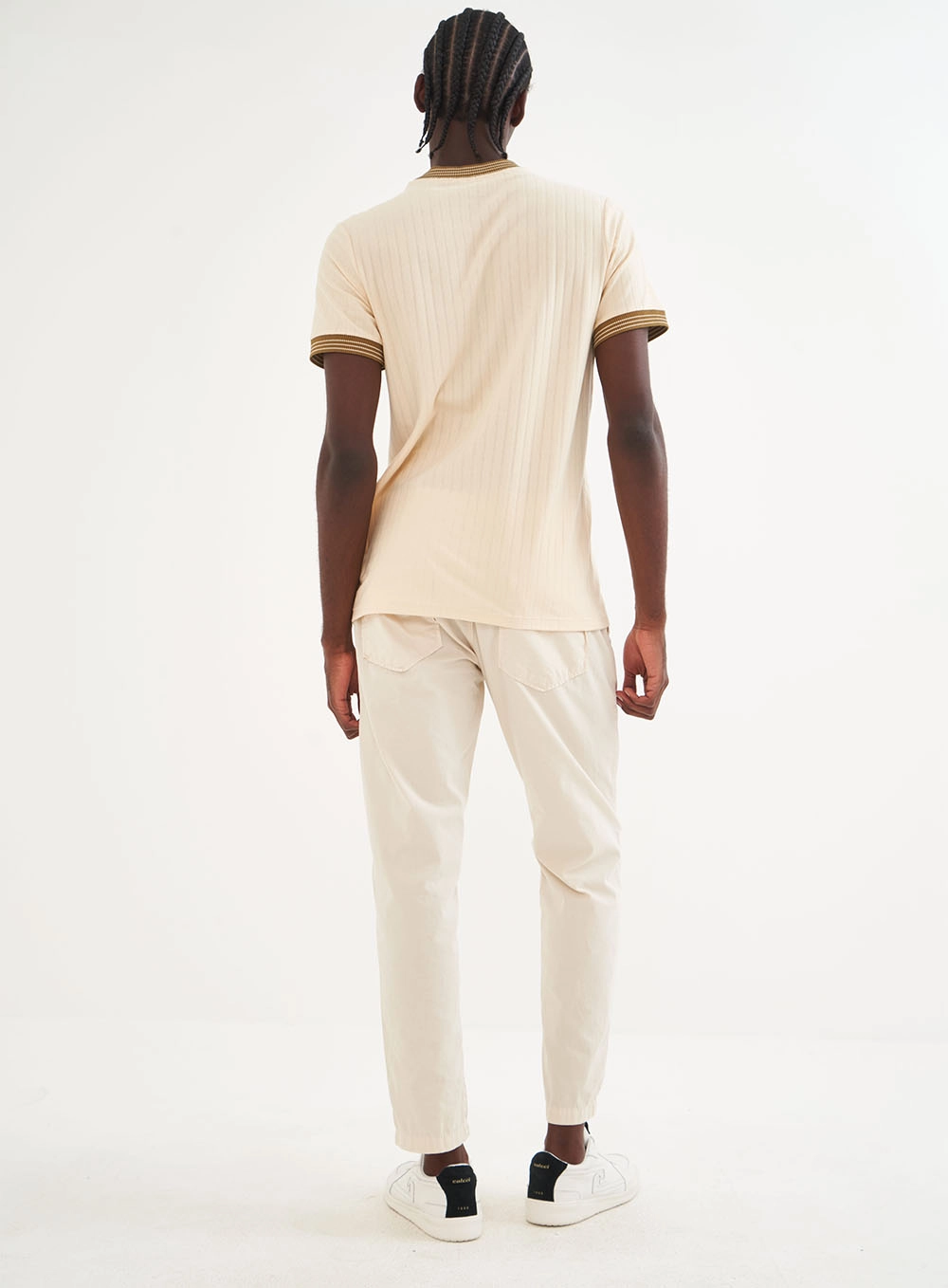 Camiseta Masculina Com Listras Bege