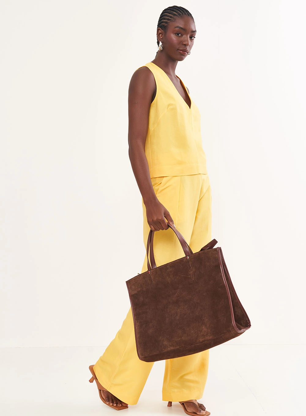 Blusa Alfaiataria Reta Em Linho Amarelo