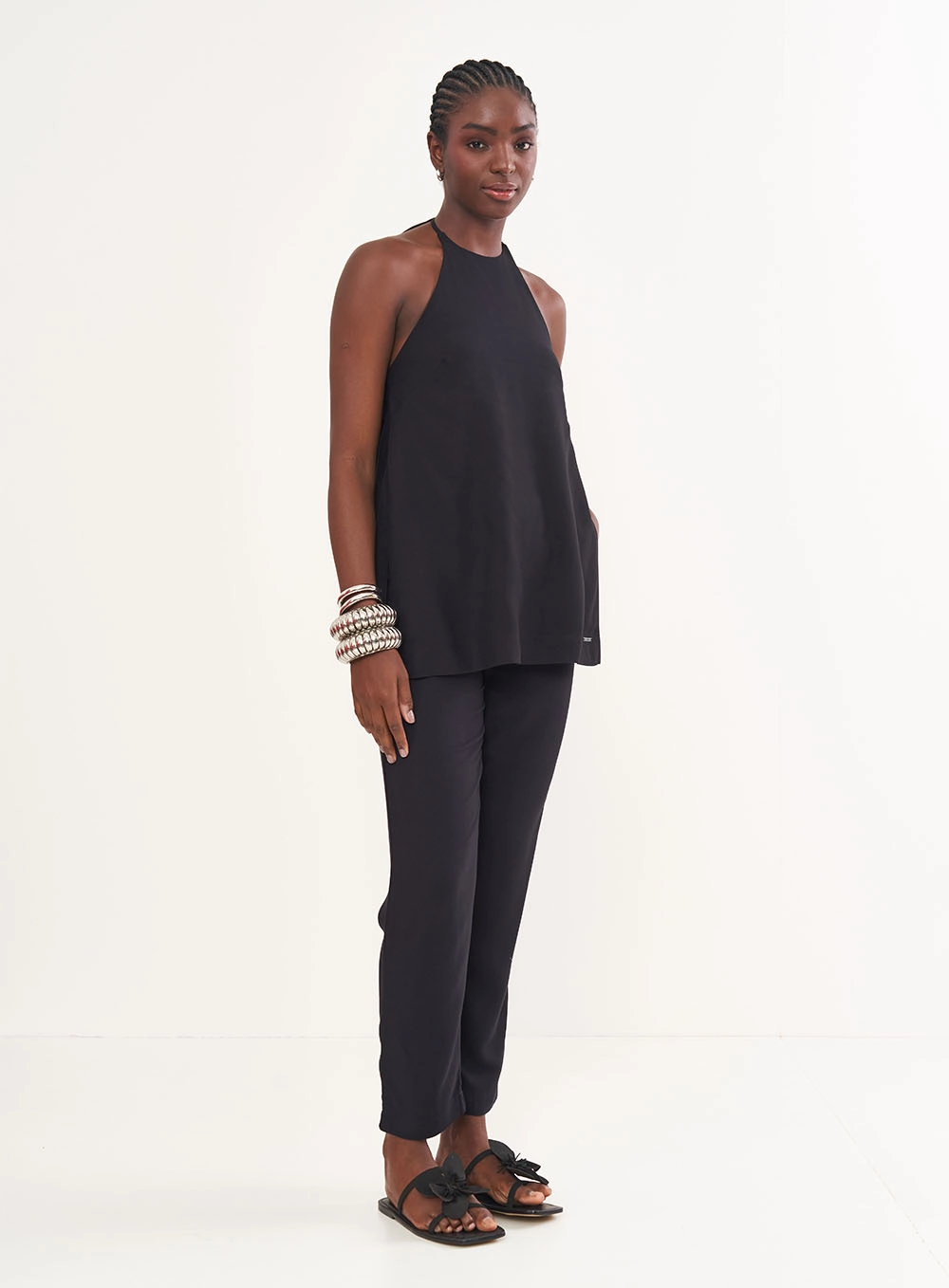 Blusa Alongada Frente Única Preto