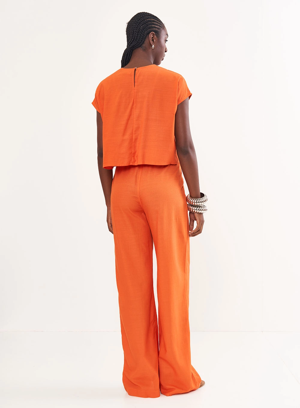 Blusa Reta Gola Com Transpasse Laranja