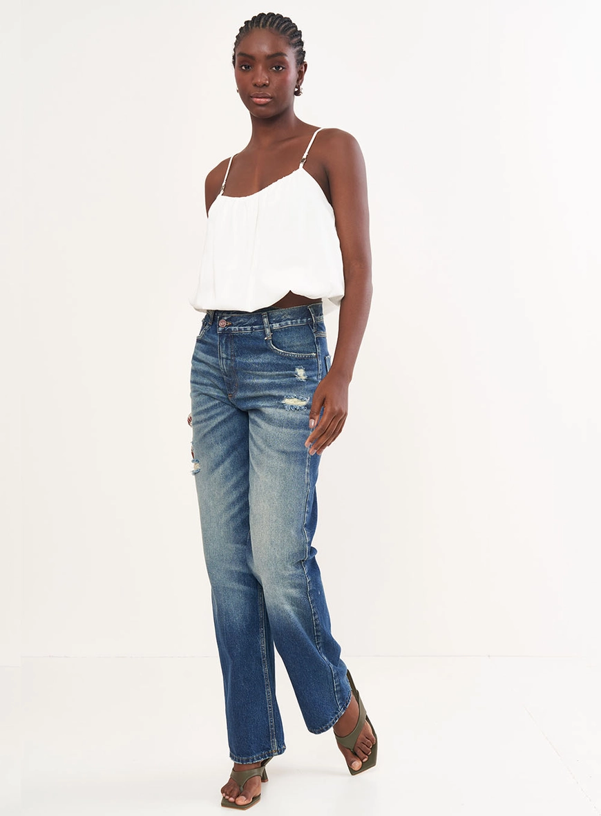 Blusa Encurtada Solta Alças Finas
