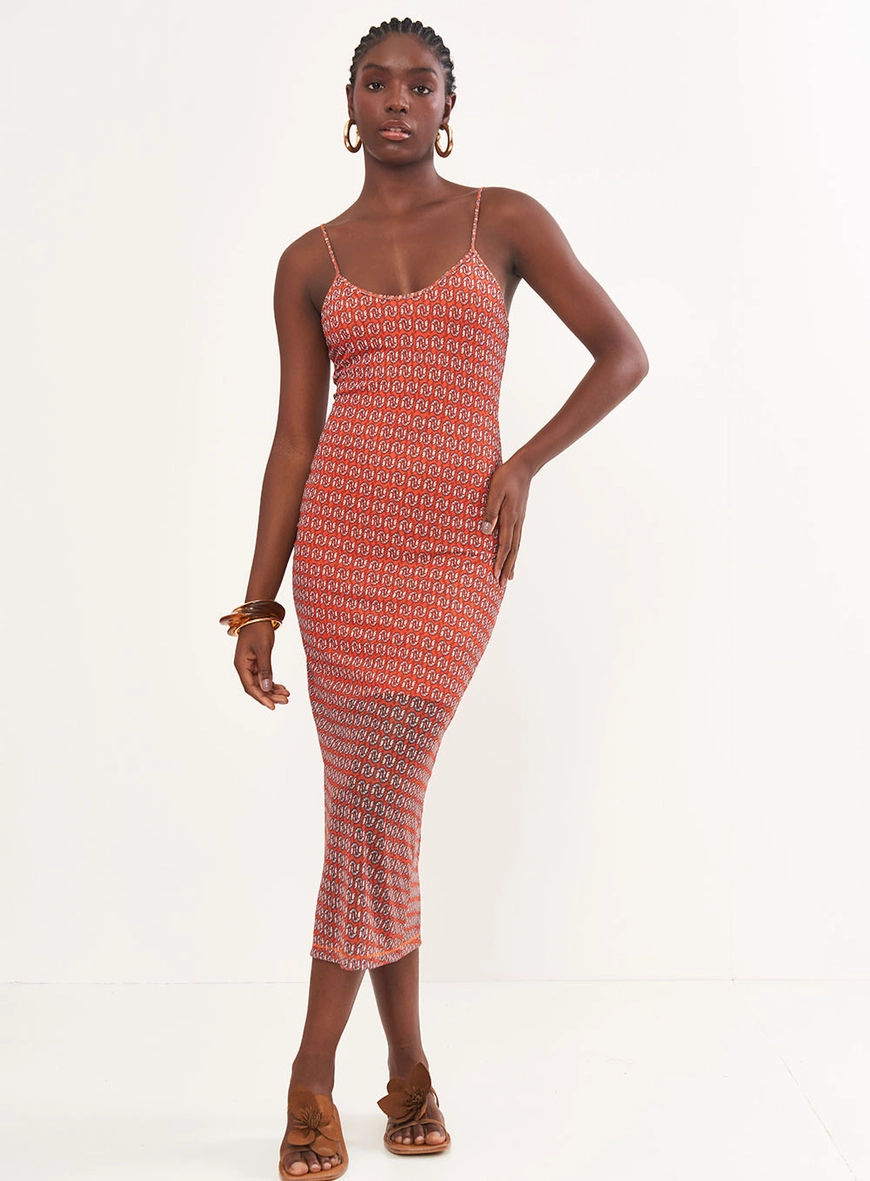 Vestido Tule Midi Estampado