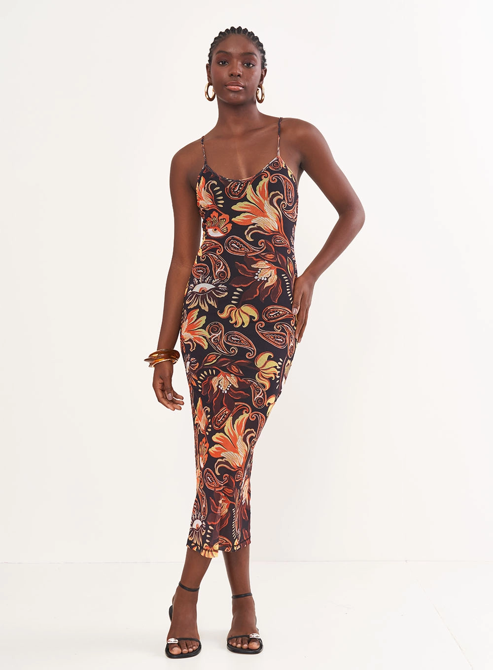 Vestido Tule Midi Estampado Estampados